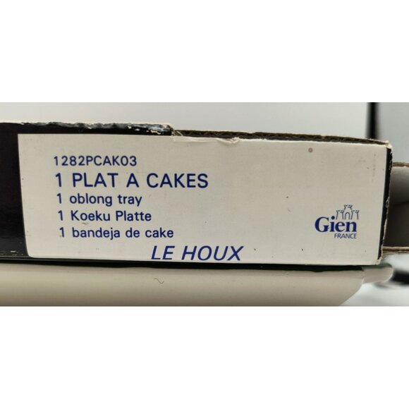 Le Houx Gien France Ceramic Sandwich Tray Holly Berry Design 15" X 6" Ivory & Gr - Picture 7 of 7